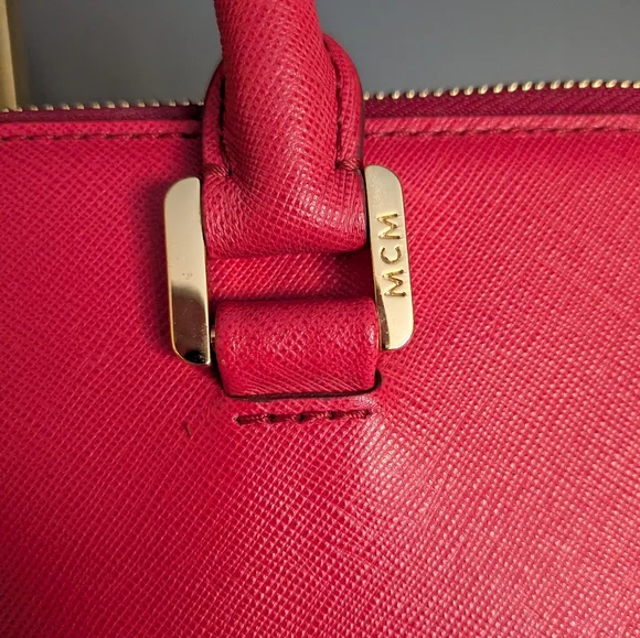 MCM Raspberry Pink Saffiano Leather Large Viva Satchel - Picture 3 of 9